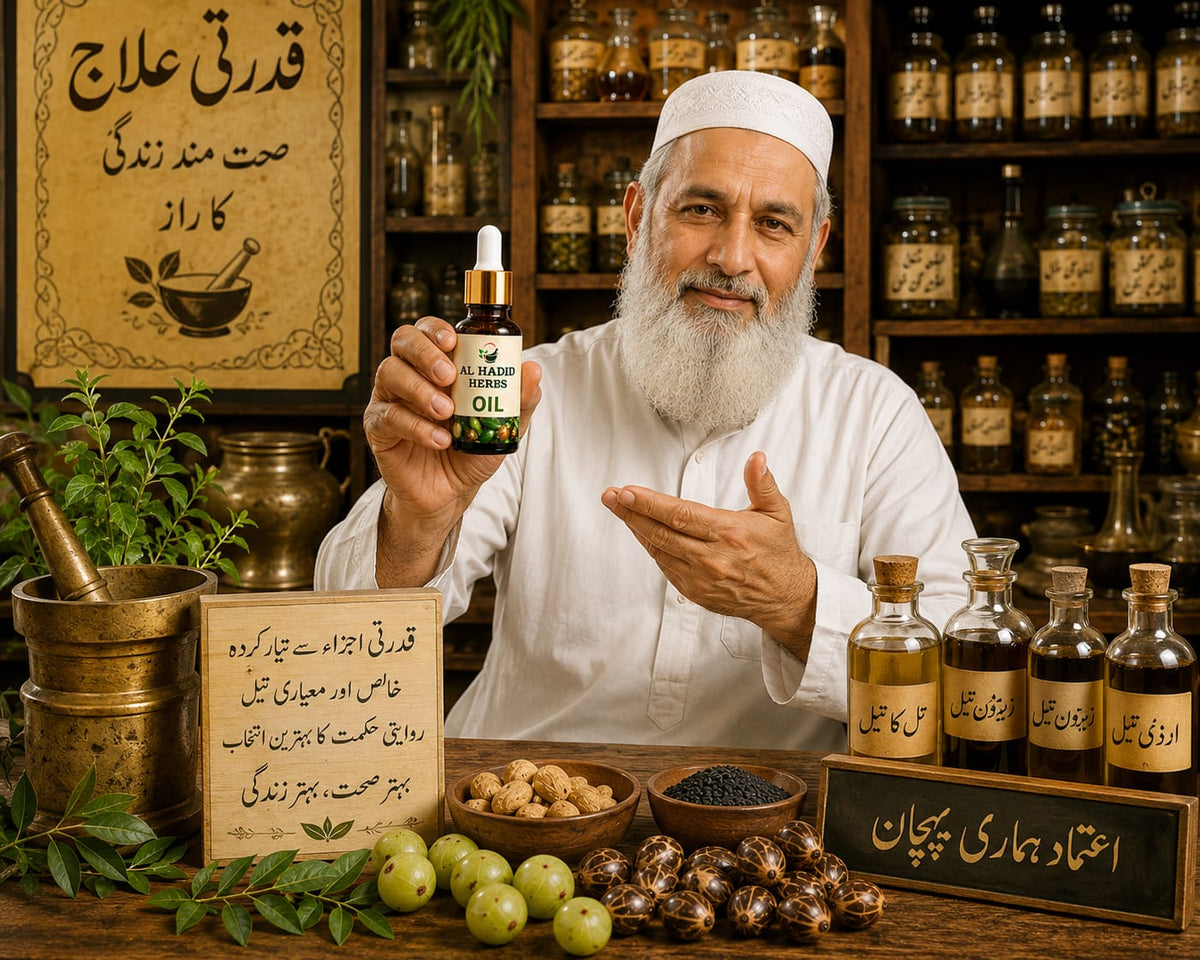 Al Hadeed Herbal Oil – 30ml | Natural Herbal Oil | For External Use Only الحدید ہربل آئل – 30 ملی لیٹر | قدرتی ہربل آئل | صرف بیرونی استعمال کے لیے
