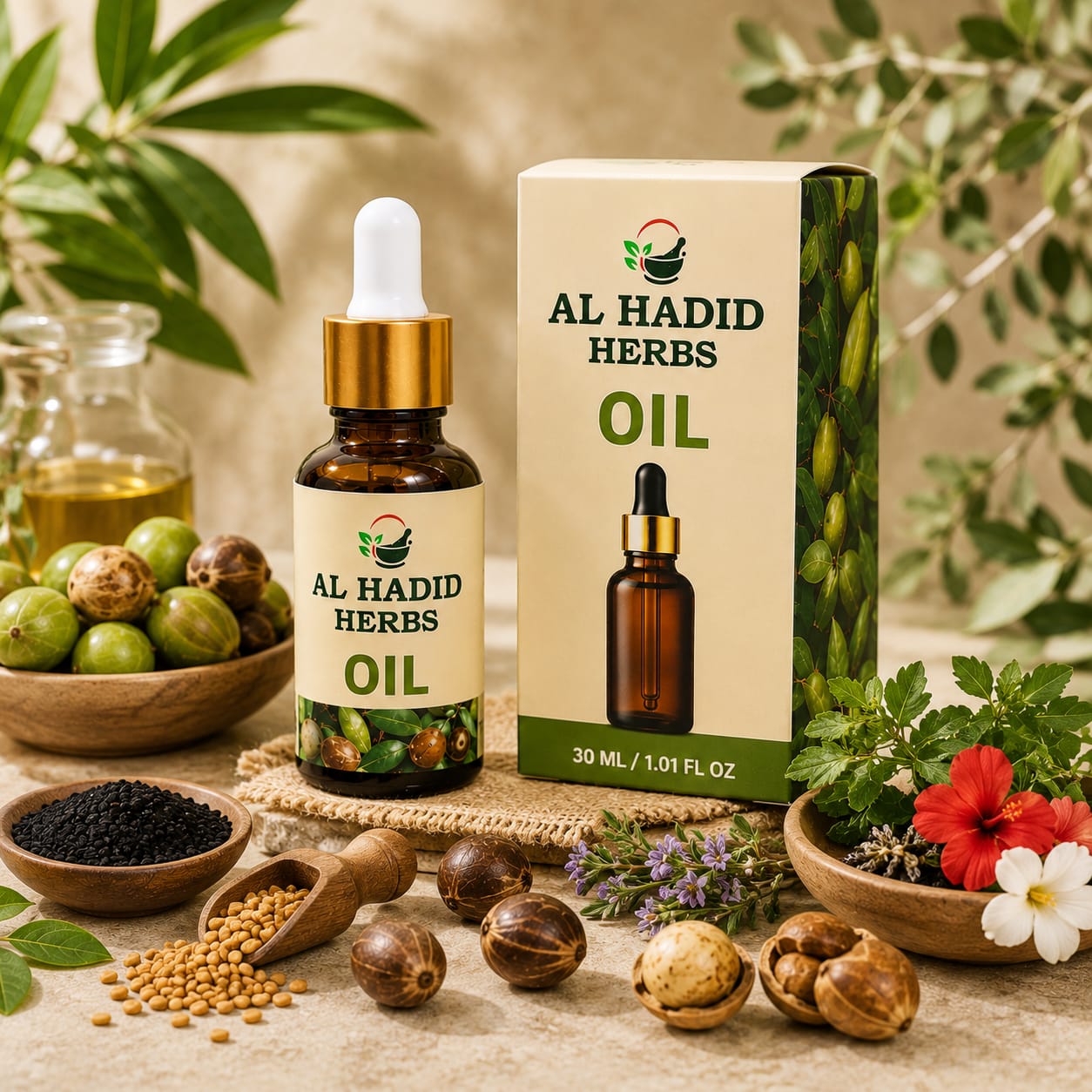 Al Hadeed Herbal Oil – 30ml | Natural Herbal Oil | For External Use Only الحدید ہربل آئل – 30 ملی لیٹر | قدرتی ہربل آئل | صرف بیرونی استعمال کے لیے