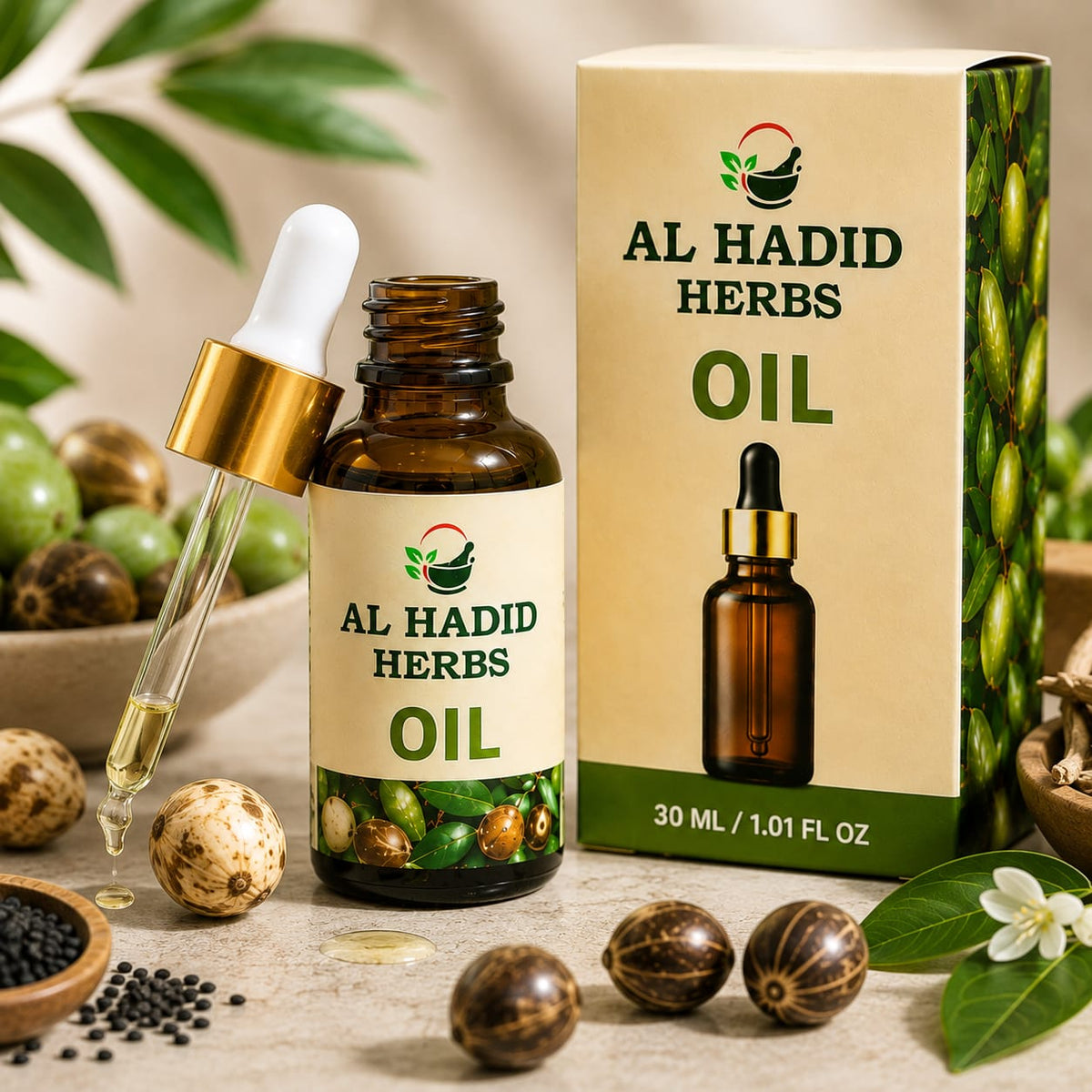 Al Hadeed Herbal Oil – 30ml | Natural Herbal Oil | For External Use Only الحدید ہربل آئل – 30 ملی لیٹر | قدرتی ہربل آئل | صرف بیرونی استعمال کے لیے