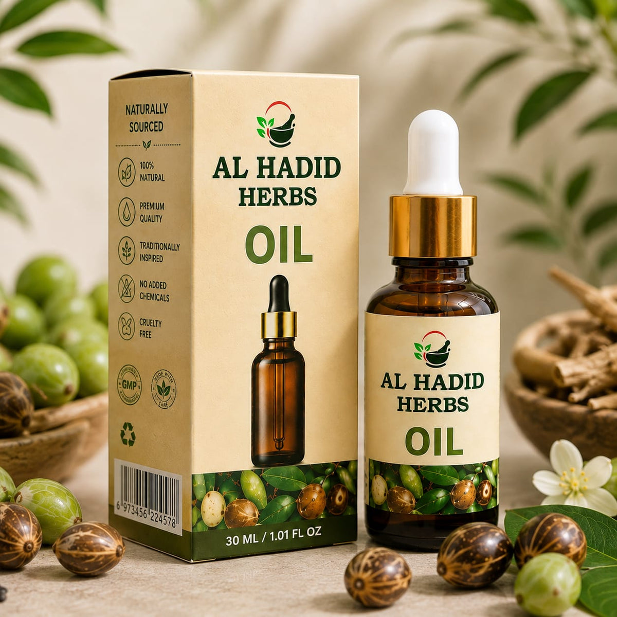 Al Hadeed Herbal Oil – 30ml | Natural Herbal Oil | For External Use Only الحدید ہربل آئل – 30 ملی لیٹر | قدرتی ہربل آئل | صرف بیرونی استعمال کے لیے